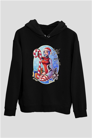 Borderlands Baskılı Unisex Siyah Kapüşonlu Sweatshirt