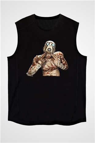 Borderlands Baskılı Unisex Siyah Kolsuz Tişört - Tshirt