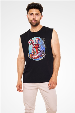 Borderlands Baskılı Unisex Siyah Kolsuz Tişört - Tshirt
