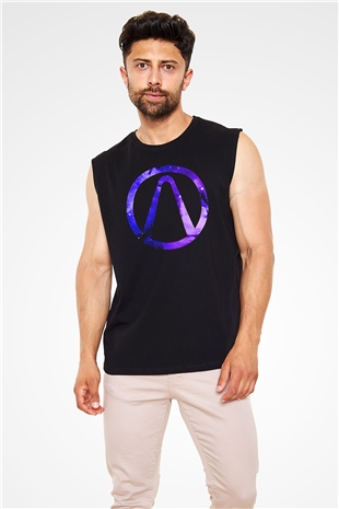 Borderlands Baskılı Unisex Siyah Kolsuz Tişört - Tshirt
