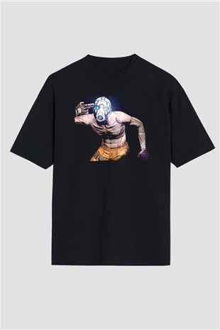 Borderlands Baskılı Unisex Siyah Oversize Tişört - Tshirt