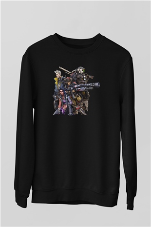 Borderlands Baskılı Unisex Siyah Sweatshirt