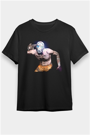 Borderlands Baskılı Unisex Siyah Tişört - Tshirt