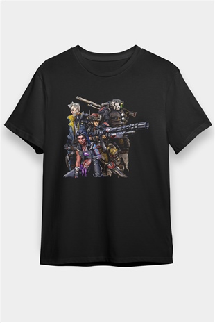 Borderlands Baskılı Unisex Siyah Tişört - Tshirt