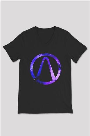 Borderlands Baskılı Unisex Siyah V Yaka Tişört - Tshirt