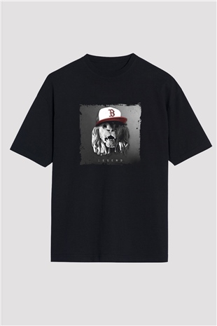Borgore Baskılı Unisex Oversize Siyah Tişört