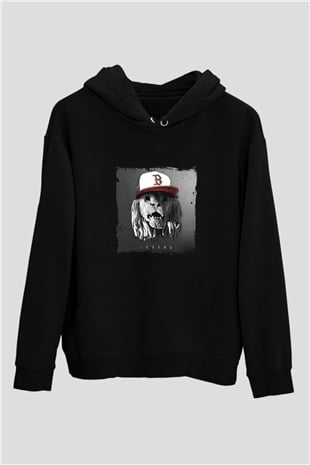 Borgore Baskılı Unisex Siyah Hoodie