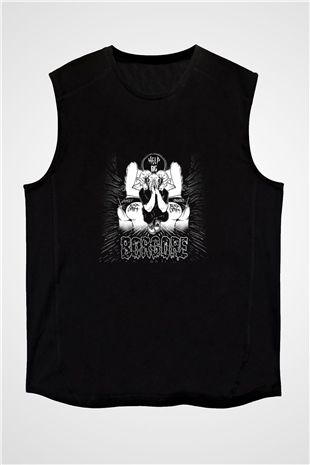 Borgore Baskılı Unisex Siyah Kolsuz Tişört