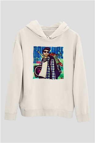 Borgore Beyaz Unisex Kapüşonlu Sweatshirt