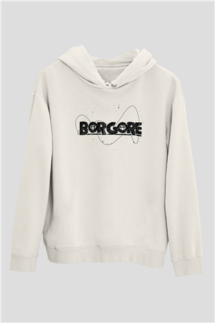Borgore Beyaz Unisex Kapüşonlu Sweatshirt