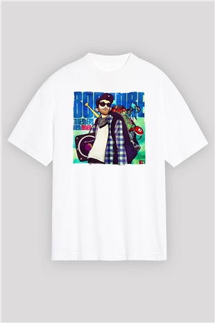 Borgore Beyaz Oversize Tişört Oversize T-shirt - TişörtFabrikası