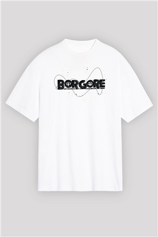 Borgore Beyaz Oversize Tişört Oversize T-shirt - TişörtFabrikası