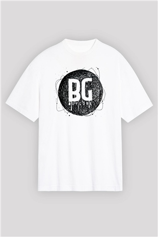 Borgore Beyaz Oversize Tişört Oversize T-shirt - TişörtFabrikası
