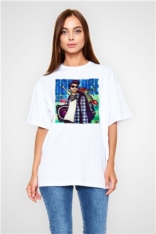 Borgore Beyaz Oversize Tişört Oversize T-shirt - TişörtFabrikası