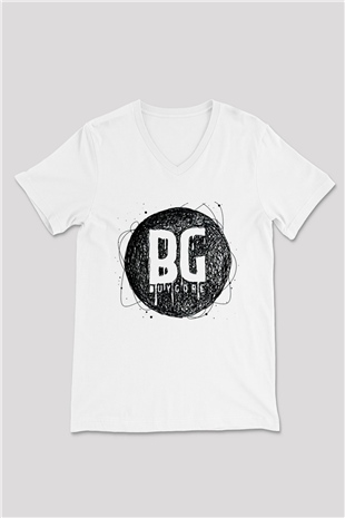 Borgore Beyaz Unisex V Yaka Tişört