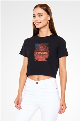 Borgore Siyah  Crop Top Tişört