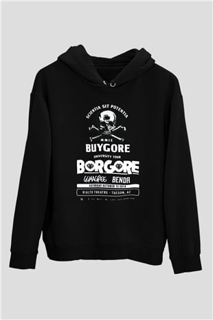 Borgore Siyah Unisex Kapüşonlu Sweatshirt