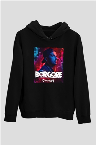 Borgore Siyah Unisex Kapüşonlu Sweatshirt