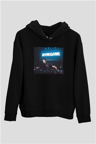 Borgore Siyah Unisex Kapüşonlu Sweatshirt