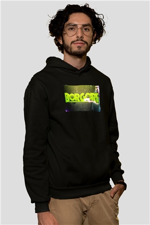 Borgore Siyah Unisex Kapüşonlu Sweatshirt