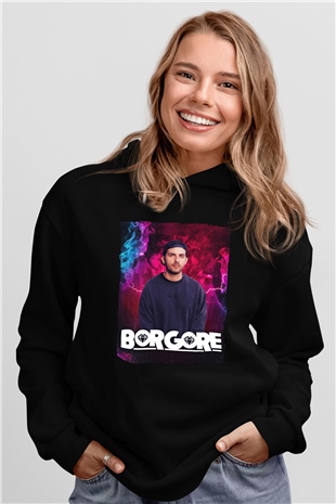 Borgore Siyah Unisex Kapüşonlu Sweatshirt