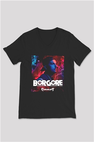 Borgore Siyah Unisex V Yaka Tişört