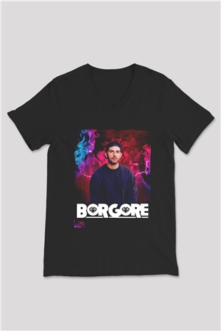 Borgore Siyah Unisex V Yaka Tişört