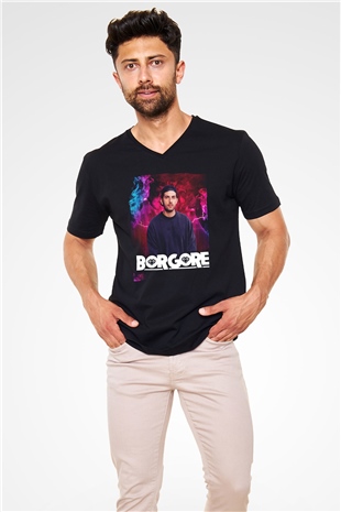 Borgore Siyah Unisex V Yaka Tişört