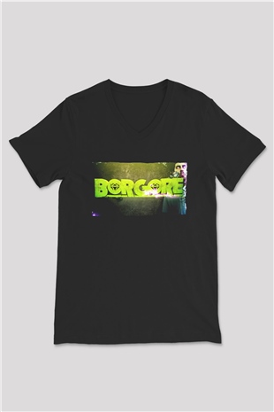 Borgore Siyah Unisex V Yaka Tişört