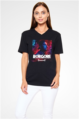 Borgore Siyah Unisex V Yaka Tişört
