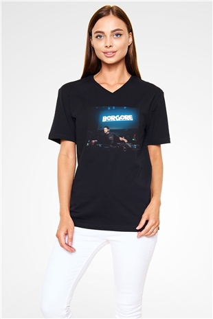 Borgore Siyah Unisex V Yaka Tişört