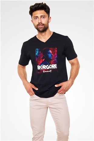 Borgore Siyah Unisex V Yaka Tişört
