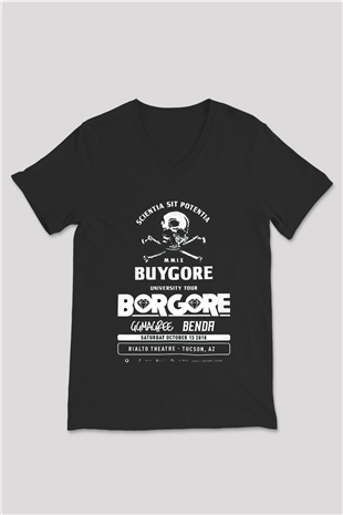 Borgore Siyah Unisex V Yaka Tişört