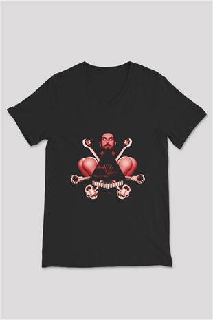 Borgore Siyah Unisex V Yaka Tişört