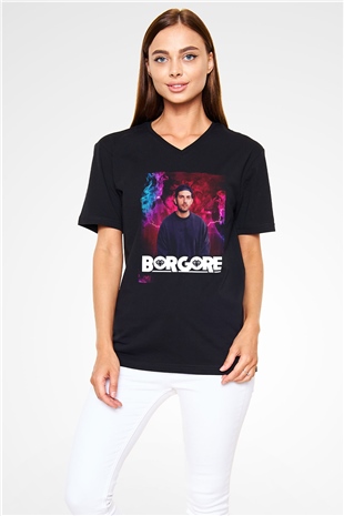 Borgore Siyah Unisex V Yaka Tişört