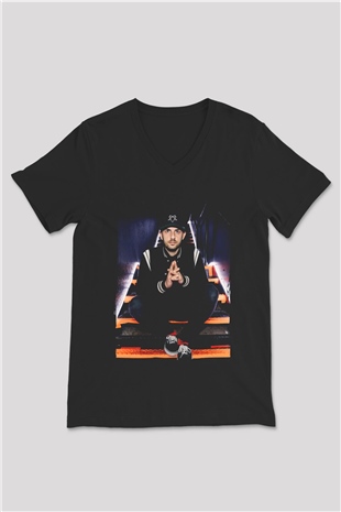 Borgore Siyah Unisex V Yaka Tişört