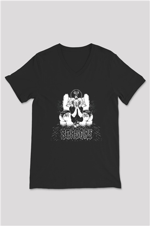 Borgore Siyah Unisex V Yaka Tişört T-Shirt
