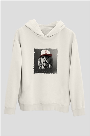 BorgoreBaskılı Beyaz Hoodie