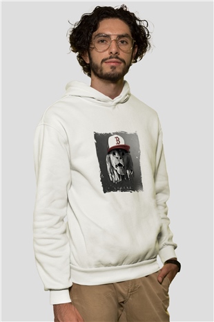 BorgoreBaskılı Beyaz Hoodie