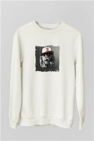 BorgoreBaskılı Beyaz Sweatshirt