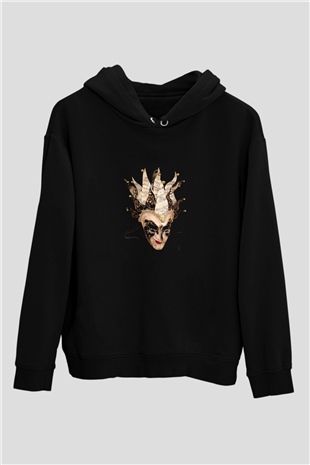Boris Brejcha Baskılı Unisex Siyah Hoodie