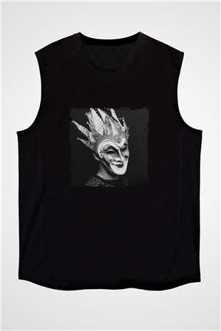 Boris Brejcha Baskılı Unisex Siyah Kolsuz Tişört