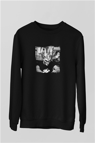 Boris Brejcha Baskılı Unisex Siyah Sweatshirt