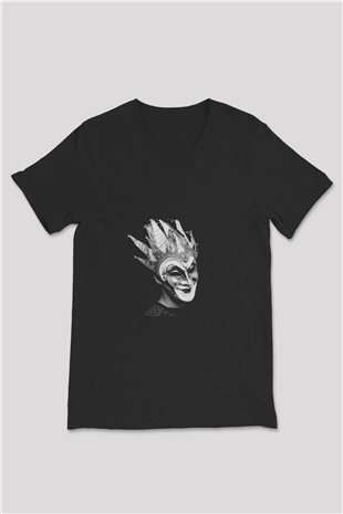 Boris Brejcha Baskılı Unisex Siyah V Yaka Tişört