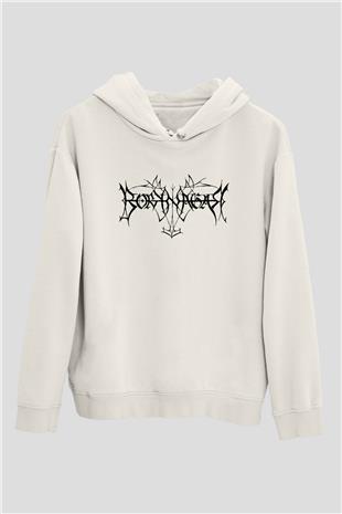 Borknagar Baskılı Beyaz Unisex Kapüşonlu Sweatshirt