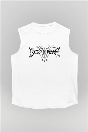 Borknagar Baskılı Beyaz Unisex Kolsuz Tişört - Tshirt