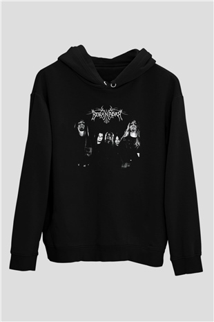 Borknagar Baskılı Unisex Siyah Kapüşonlu Sweatshirt