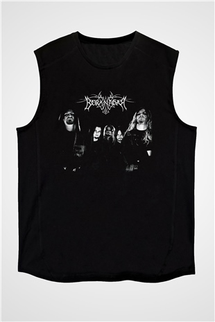 Borknagar Baskılı Unisex Siyah Kolsuz Tişört - Tshirt
