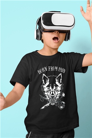 Born from Pain Baskılı Siyah Unisex Çocuk Tişört