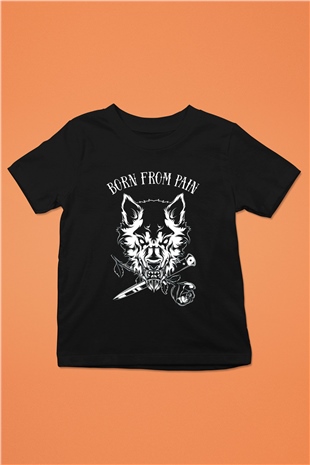 Born from Pain Baskılı Siyah Unisex Çocuk Tişört